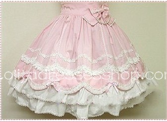 Lovely White Lace Pink Gorgeous royal princess Lolit Skirt