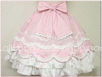 Lovely White Lace Pink Gorgeous royal princess Lolit Skirt