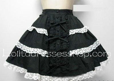 Gorgeous Palace White Lace Hem Red Lolita Skirt