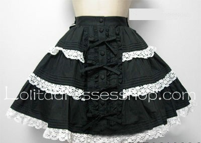 Gorgeous Palace White Lace Hem Red Lolita Skirt