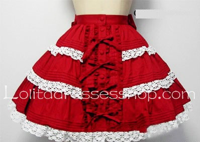 Gorgeous Palace White Lace Hem Black Lolita Skirt