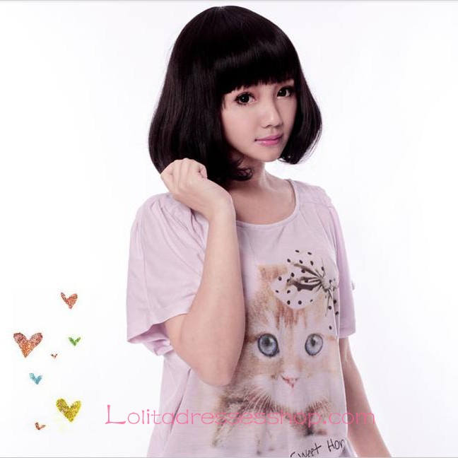 Lolita Black Playful Maid Cute Cosplay Wig