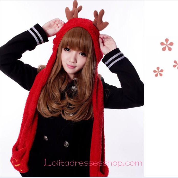 Lolita Khaki Long Curl Maid Cute Cosplay Wig