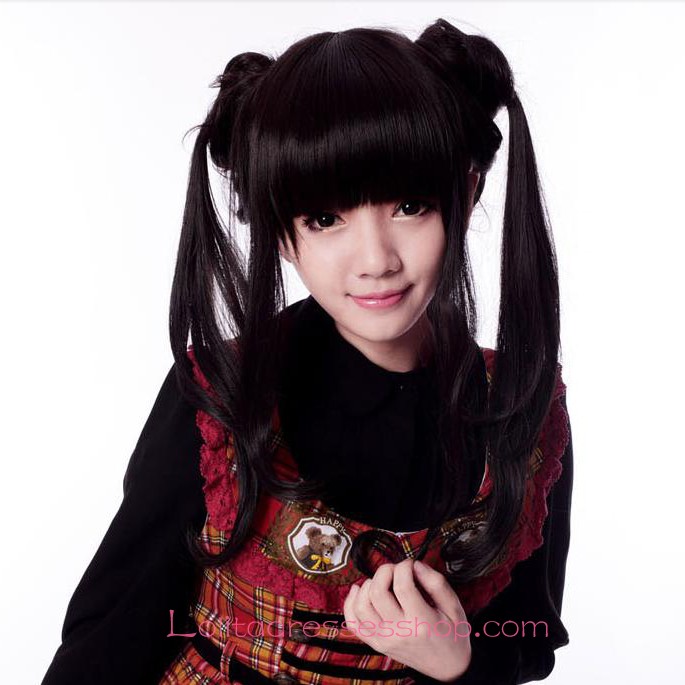 Lolita Long Black Lady Maid Cute Cosplay Wig