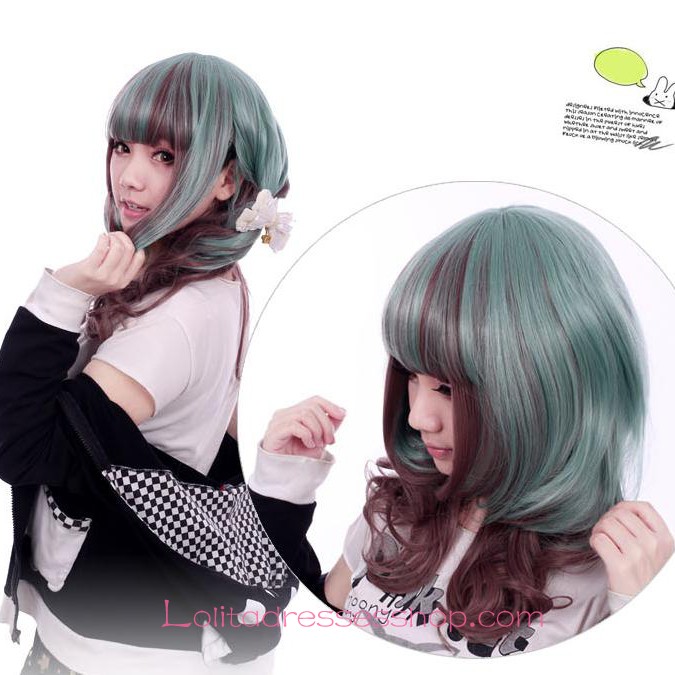 Lolita Green Brown Mixed Curly Maid Cute Cosplay Wig