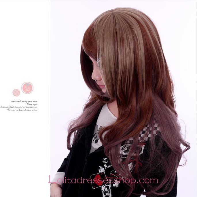 Lolita Brown Long Curly Maid Cute Cosplay Wig