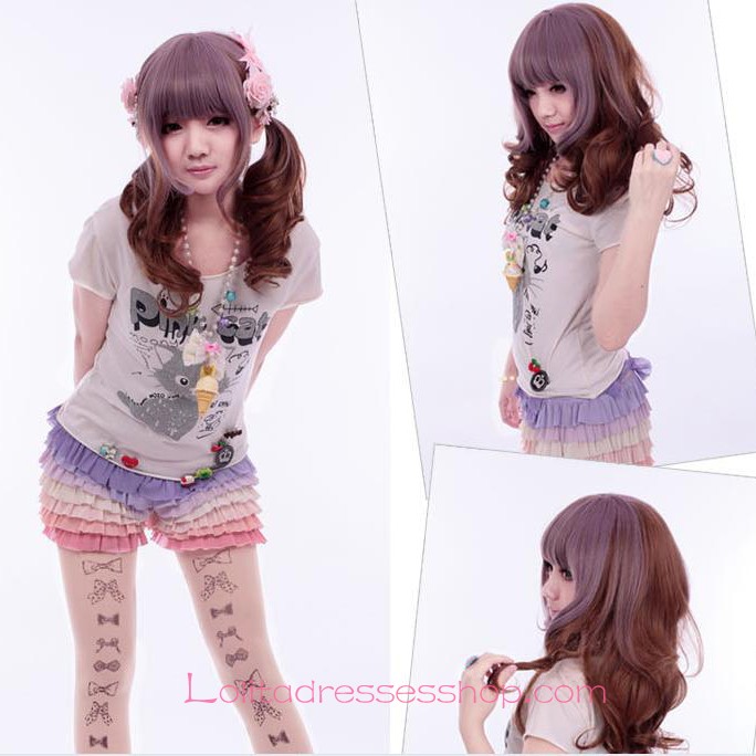 Lolita Fantasy Purple Brown Curly Maid Cute Cosplay Wig