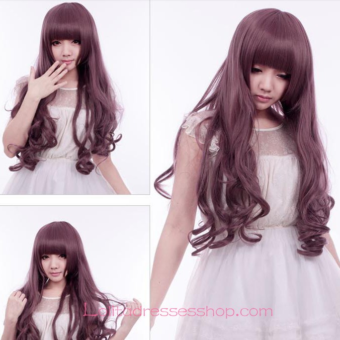 Lolita Taro Purple Curl Maid Cute Cosplay Wig