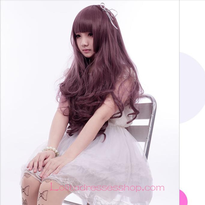 Lolita Taro Purple Curl Maid Cute Cosplay Wig