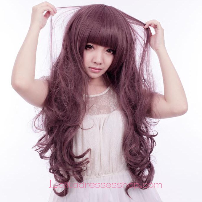 Lolita Taro Purple Curl Maid Cute Cosplay Wig