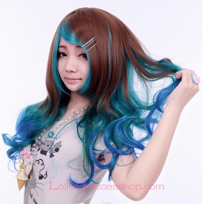 Lolita Green Brown Gradient Maid Cute Cosplay Wig