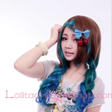 Lolita Green Brown Gradient Maid Cute Cosplay Wig