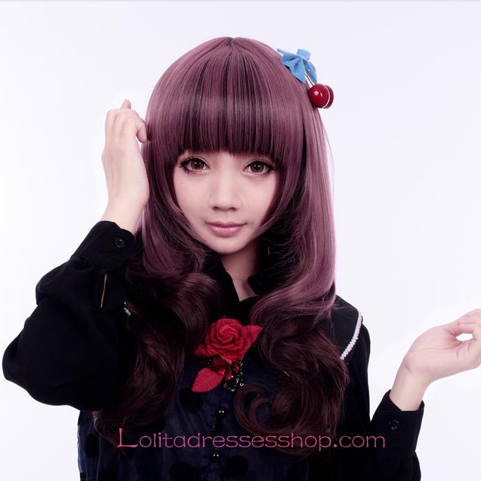 Lolita Taro Purple Brown Maid Cute Cosplay Wig