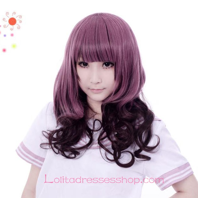 Lolita Taro Purple Curl Maid Cute Cosplay Wig