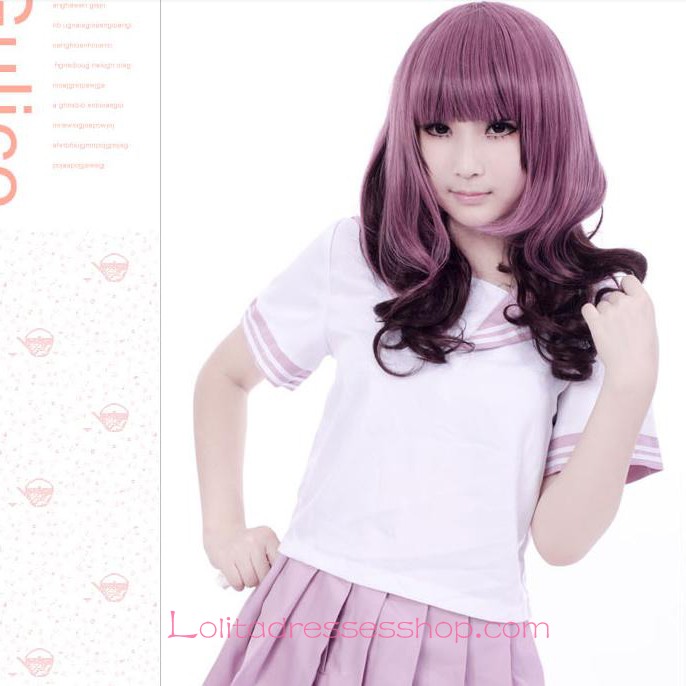 Lolita Taro Purple Curl Maid Cute Cosplay Wig