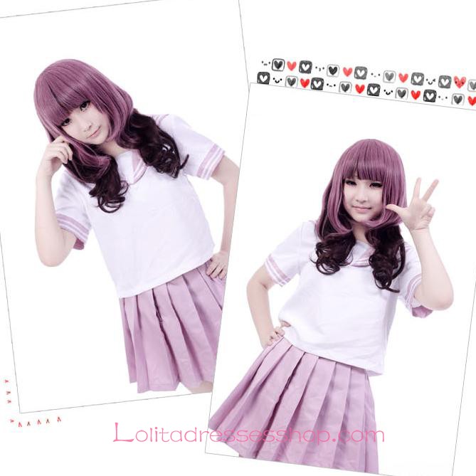 Lolita Taro Purple Curl Maid Cute Cosplay Wig