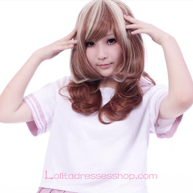 Lolita White Brown Mixed Maid Cute Cosplay Wig