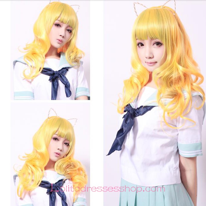 Lolita Fluorescent Yellow Maid Cute Cosplay Wig