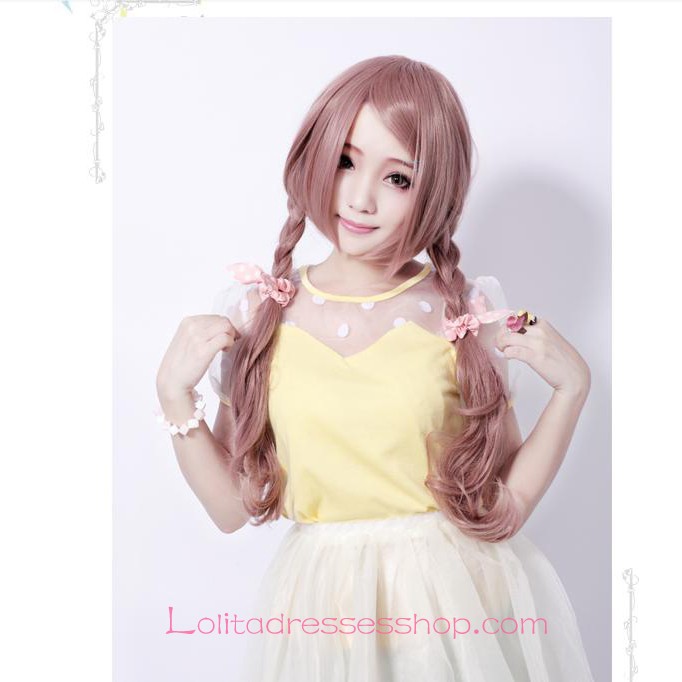 Lolita Girl Long Curly Light Brown Maid Cute Cosplay Wig