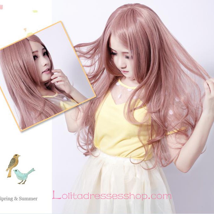 Lolita Girl Long Curly Light Brown Maid Cute Cosplay Wig