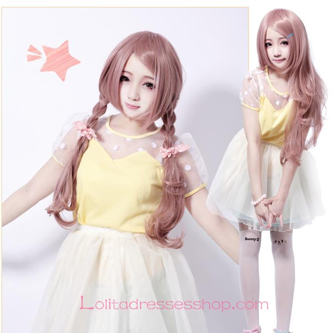 Lolita Girl Long Curly Light Brown Maid Cute Cosplay Wig