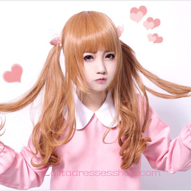 Lolita Long Curly Golden Girl Maid Cute Cosplay Wig