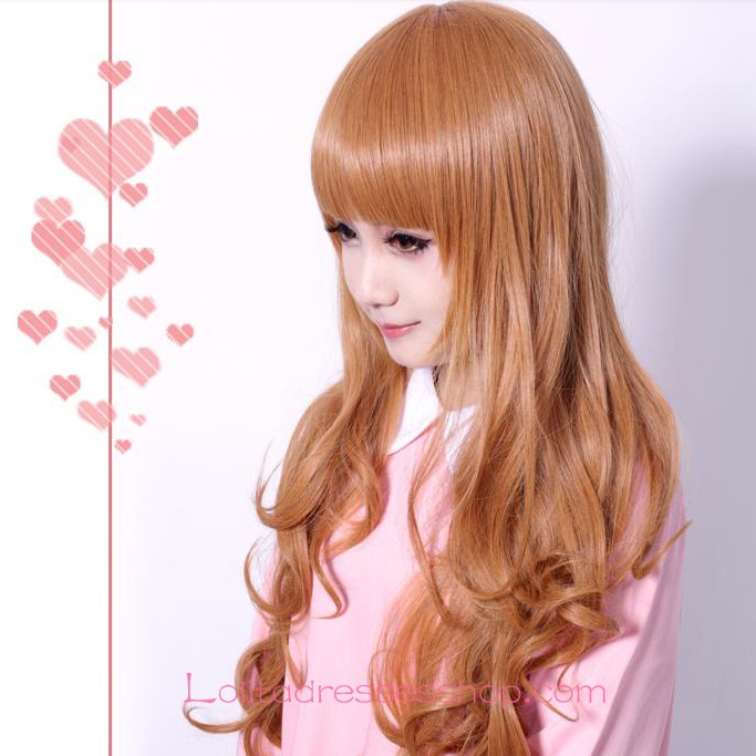 Lolita Long Curly Golden Girl Maid Cute Cosplay Wig