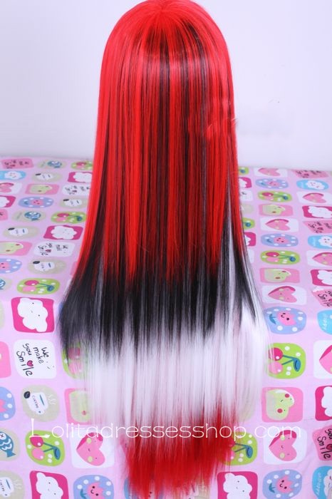 Punk Nightclub Red Long Straight Lolita Cute Cosplay Wig