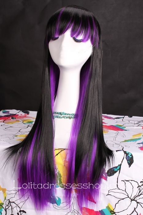 Sweet Girl Black Purple Double Gradient Lolita Cute Cosplay Wig