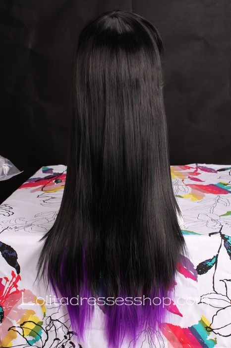 Sweet Girl Black Purple Double Gradient Lolita Cute Cosplay Wig