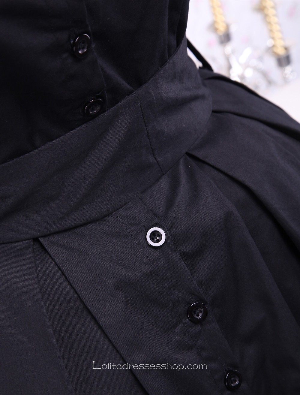 Black Cotton Round Neck Sleeveless Gothic Lolita Dress