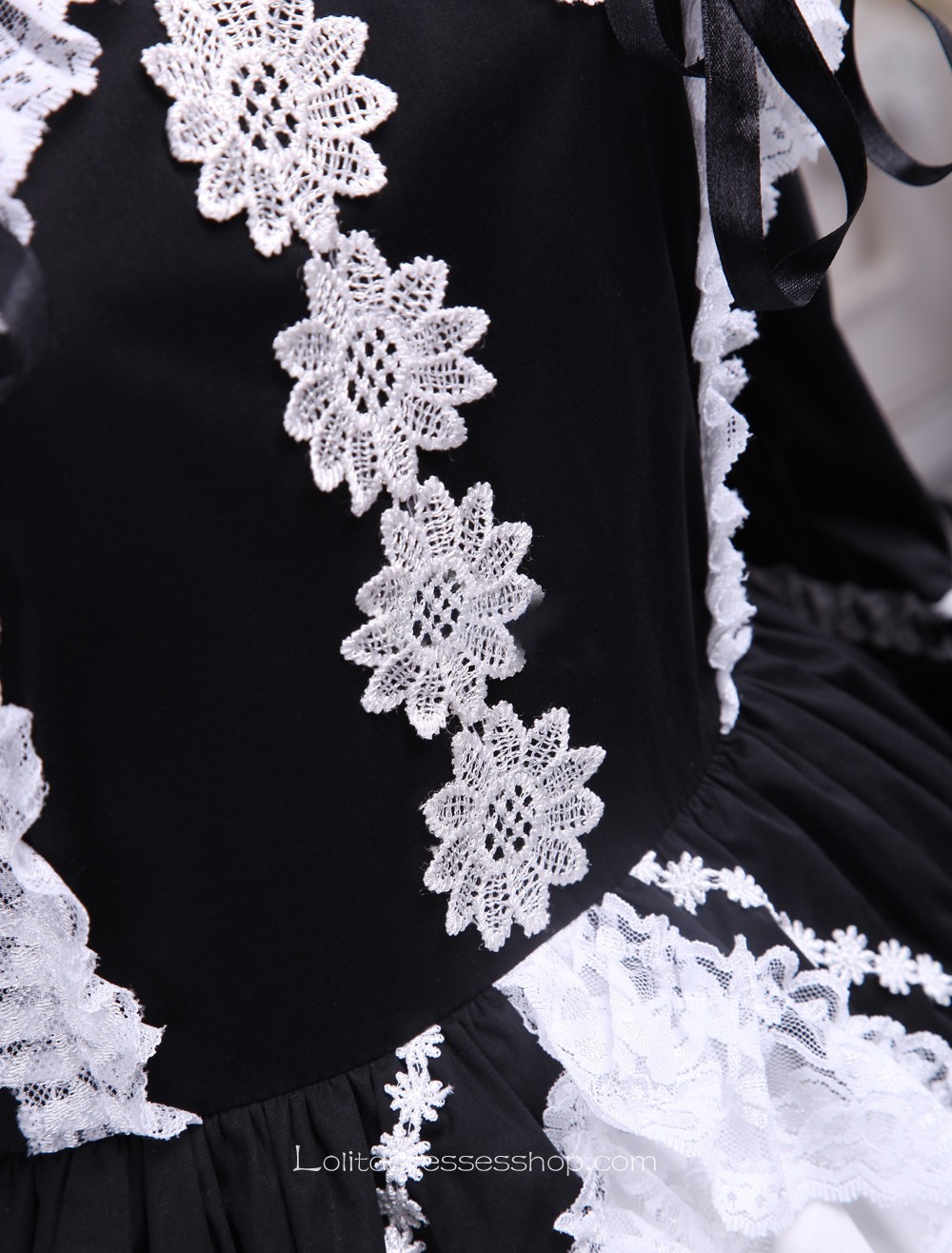 Black Cotton White Doll Collar Splicing Gothic Lolita Dress