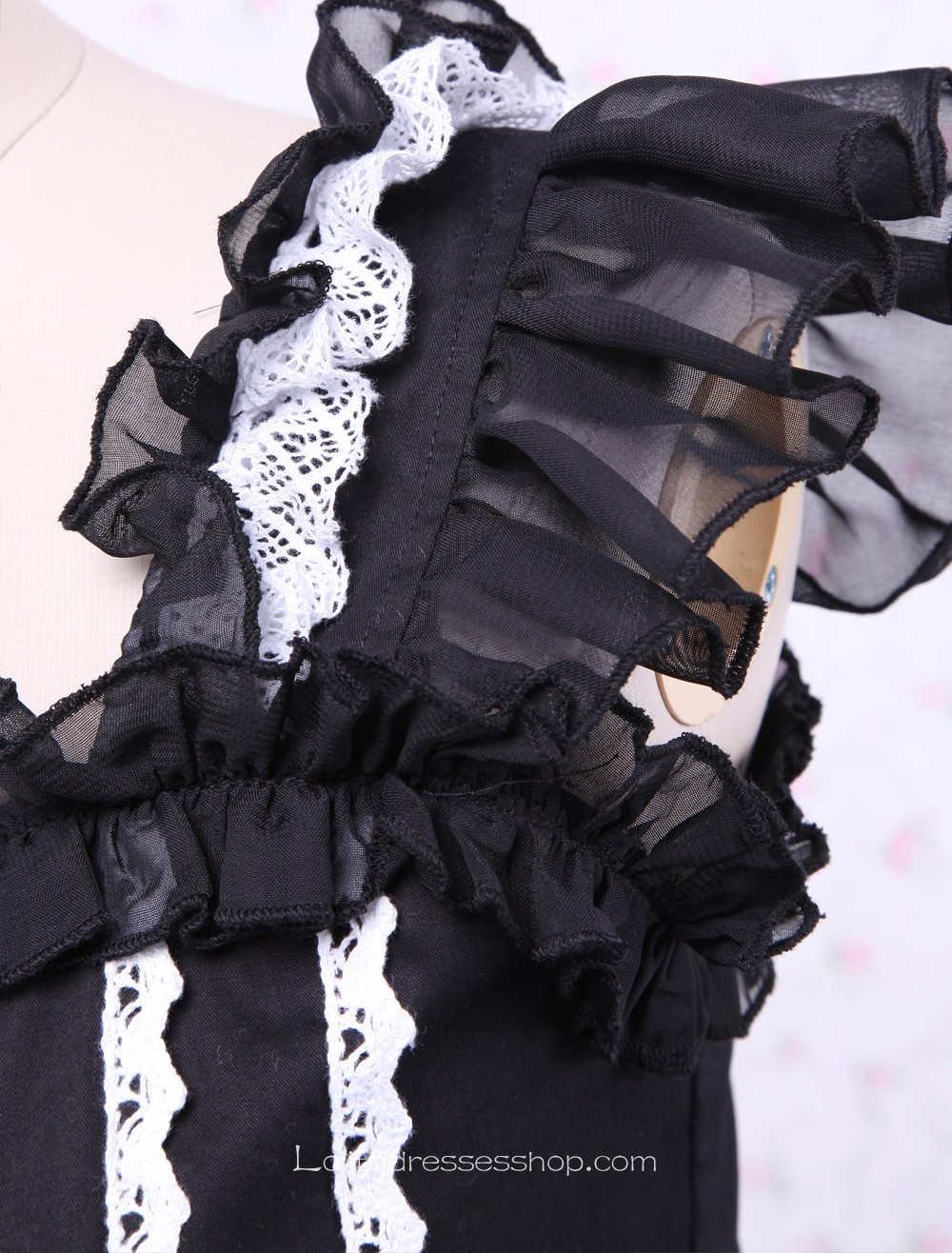 Feifei Sleeves Ruffles Bow Lace Trim Gothic Cotton Lolita Dress