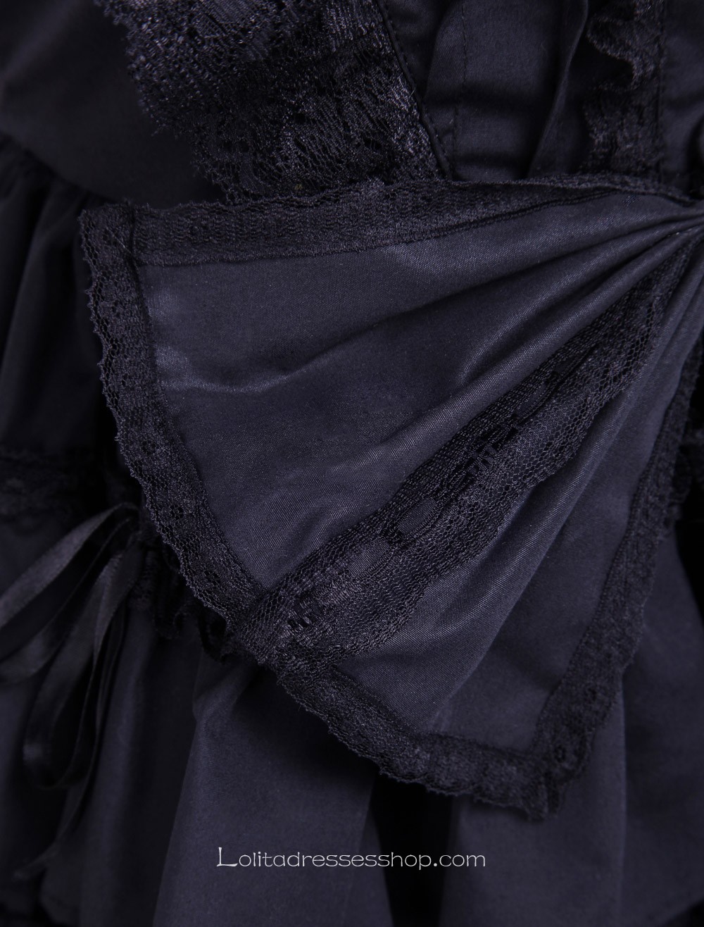 Black Bow Multi-layer Cotton Turndown Collar Gothic Lolita Dress