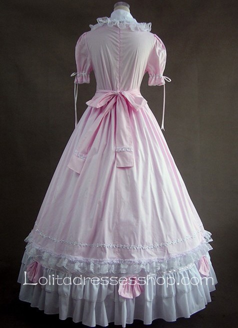 Pink and White Lace and Bows Decoration Gothic Victorian Lolita Dress