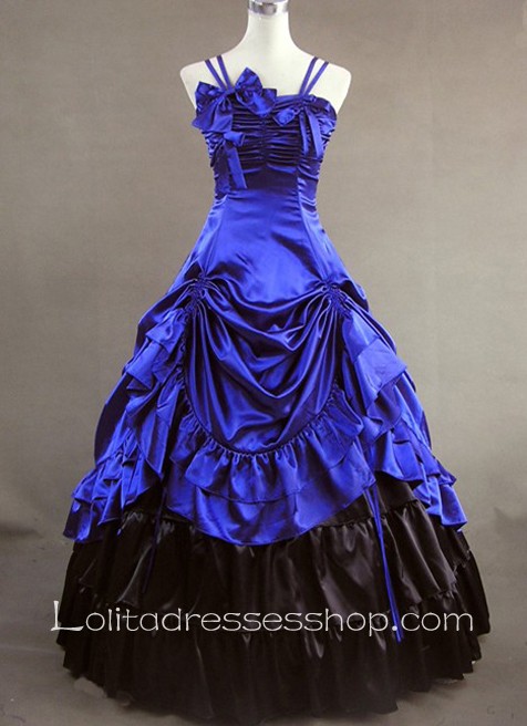 Jewelery Blue Satin Straps Gothic Victorian Lolita Dress