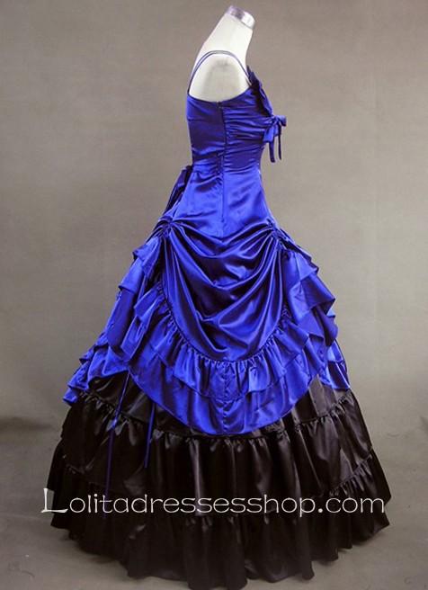 Jewelery Blue Satin Straps Gothic Victorian Lolita Dress