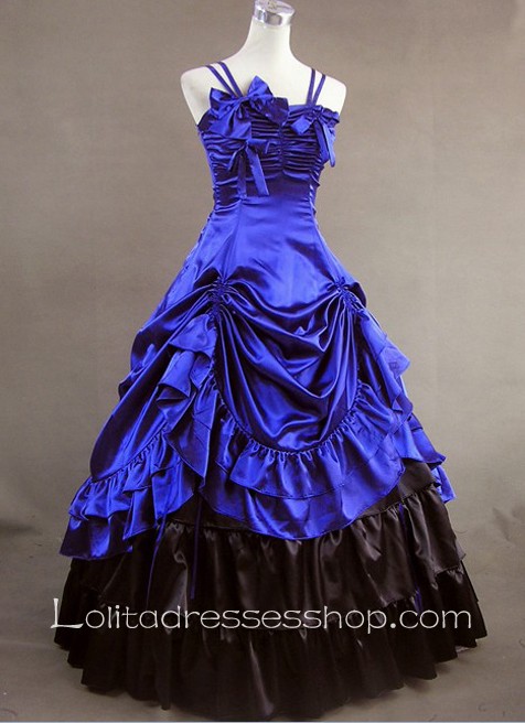 Jewelery Blue Satin Straps Gothic Victorian Lolita Dress