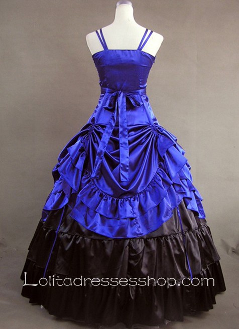 Jewelery Blue Satin Straps Gothic Victorian Lolita Dress