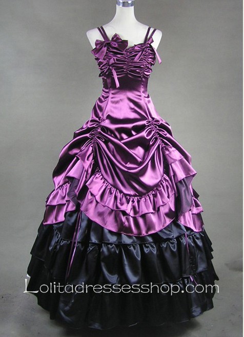 Rayol Purple Satin Straps Gothic Victorian Lolita Dress