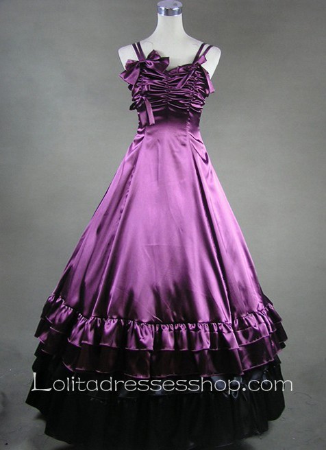 Rayol Purple Satin Straps Gothic Victorian Lolita Dress