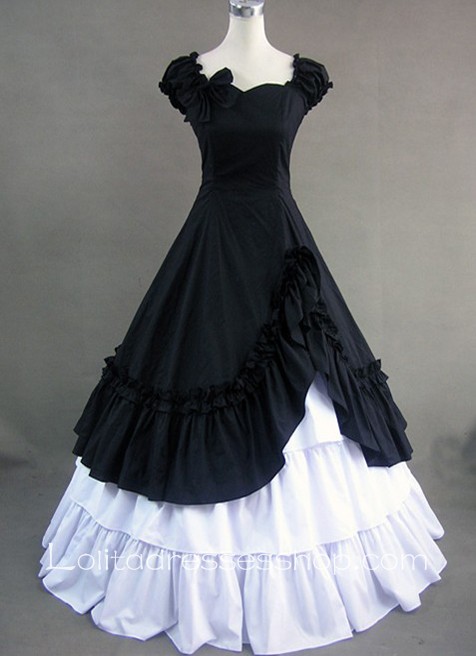 Black Sweetheart Ruffled Bow Decoration Gothic Victorian Lolita Dress