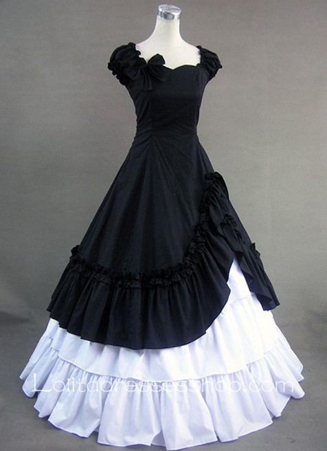 Cheap Black Sweetheart Ruffled Bow Decoration Gothic Victorian Lolita ...