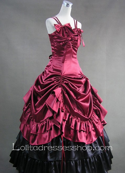 Deep Red Satin Straps Gothic Victorian Lolita Dress