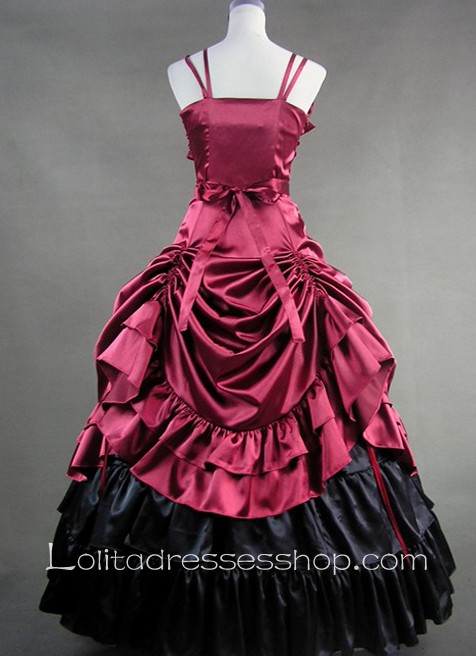 Deep Red Satin Straps Gothic Victorian Lolita Dress