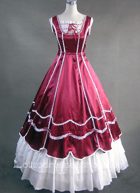 Gorgeous Tiers Ruffled Deep Red Gothic Victorian Lolita Dress