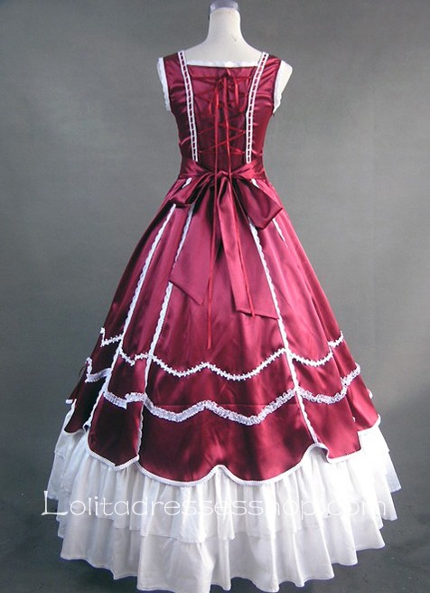 Gorgeous Tiers Ruffled Deep Red Gothic Victorian Lolita Dress