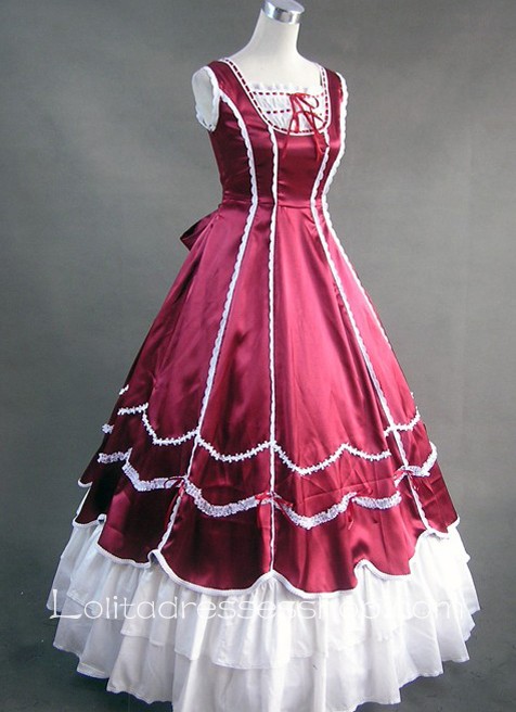 Gorgeous Tiers Ruffled Deep Red Gothic Victorian Lolita Dress