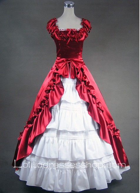 Deep Red Tiers Luxuriant Noble Gothic Victorian Lolita Dress