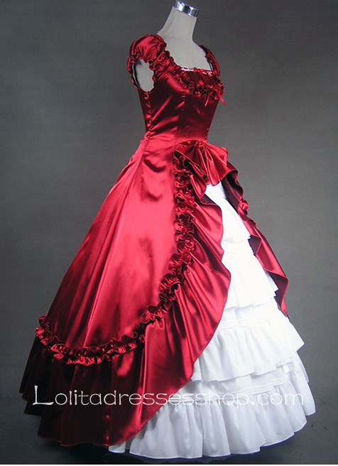 Deep Red Tiers Luxuriant Noble Gothic Victorian Lolita Dress